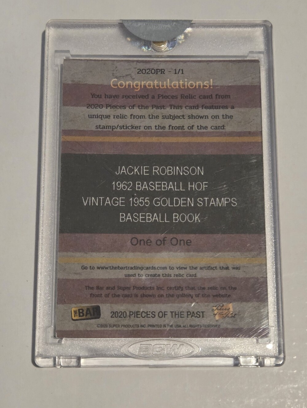 Jackie Robinson Pieces Relic 1/1 Stamp 2020 Collectible Baseball Card - Picture 2 of 2